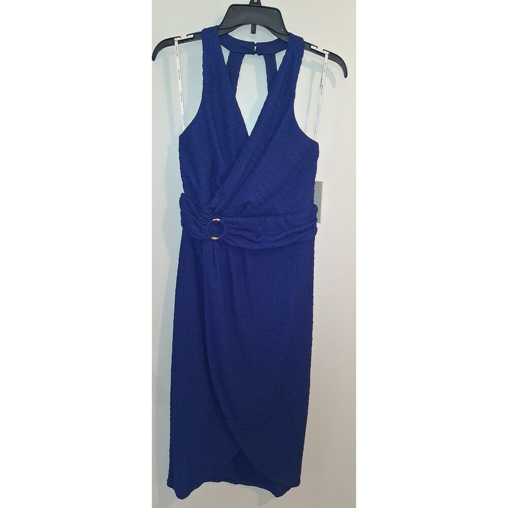NEW! Thalia Sodi‎ Blue Knit Wrap Halter Dress, Size Medium